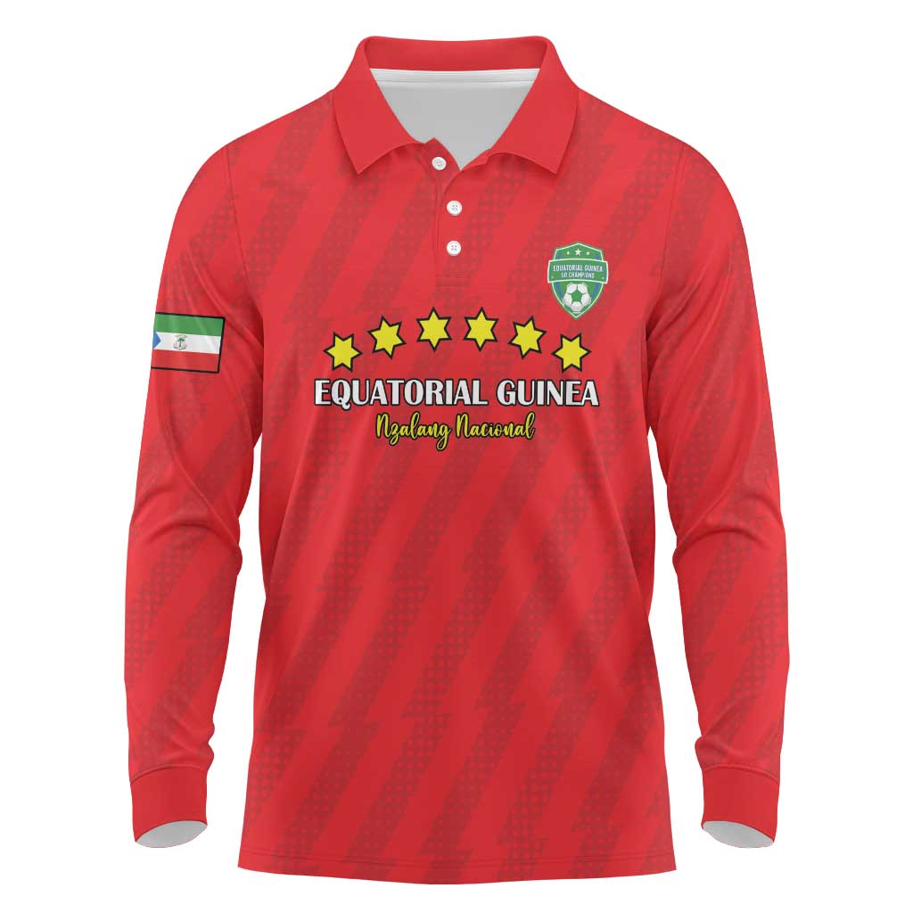 Custom Equatorial Guinea Football Long Sleeve Polo Shirt Go Nzalang Nacional Go - Wonder Print Shop