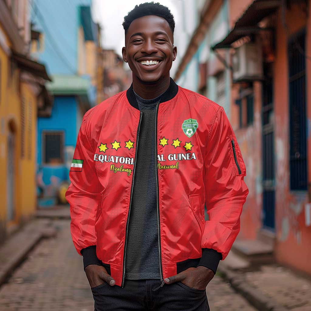 Custom Equatorial Guinea Football Sleeve Zip Bomber Jacket Go Nzalang Nacional Go - Wonder Print Shop