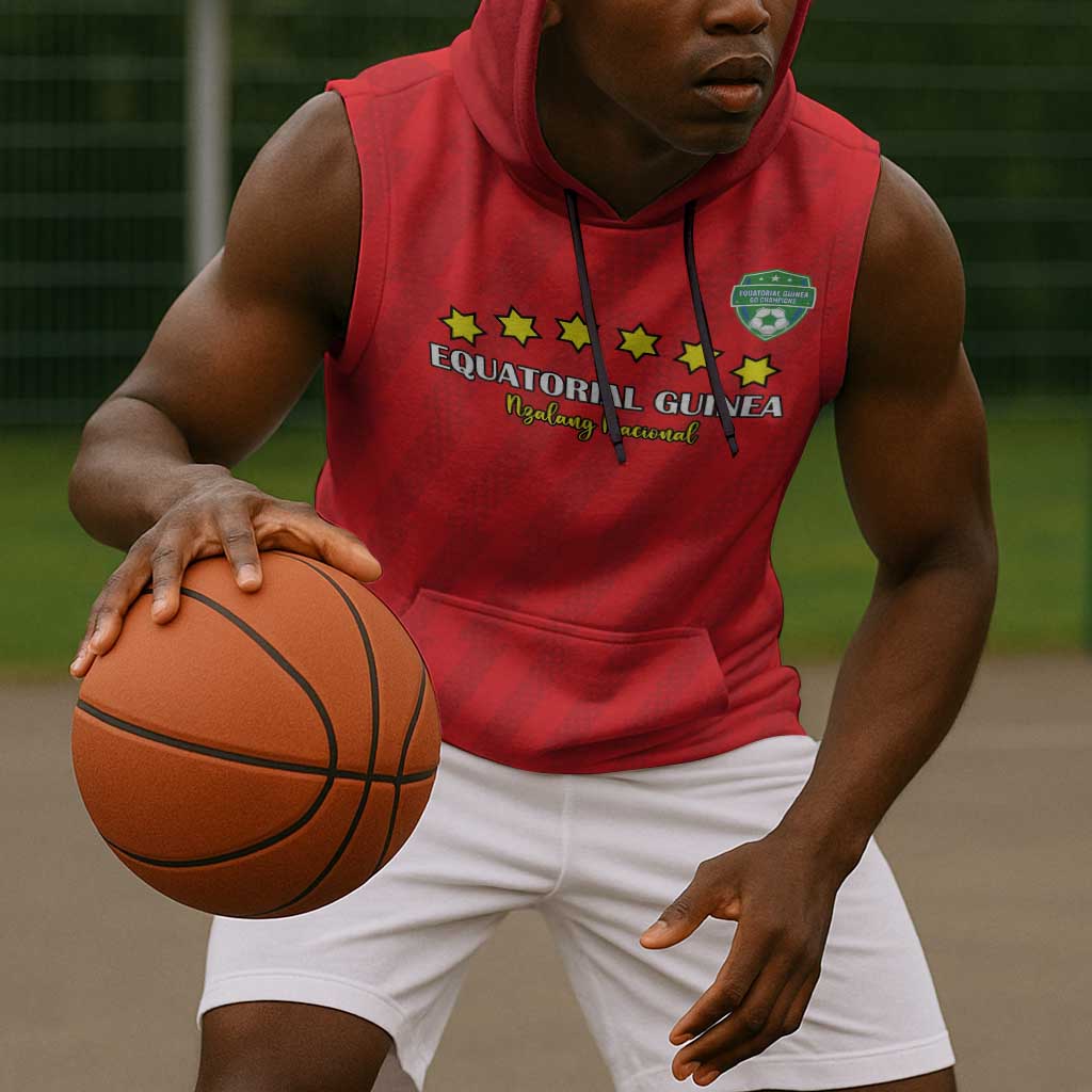 Custom Equatorial Guinea Football Sleeveless Hoodie Go Nzalang Nacional Go - Wonder Print Shop