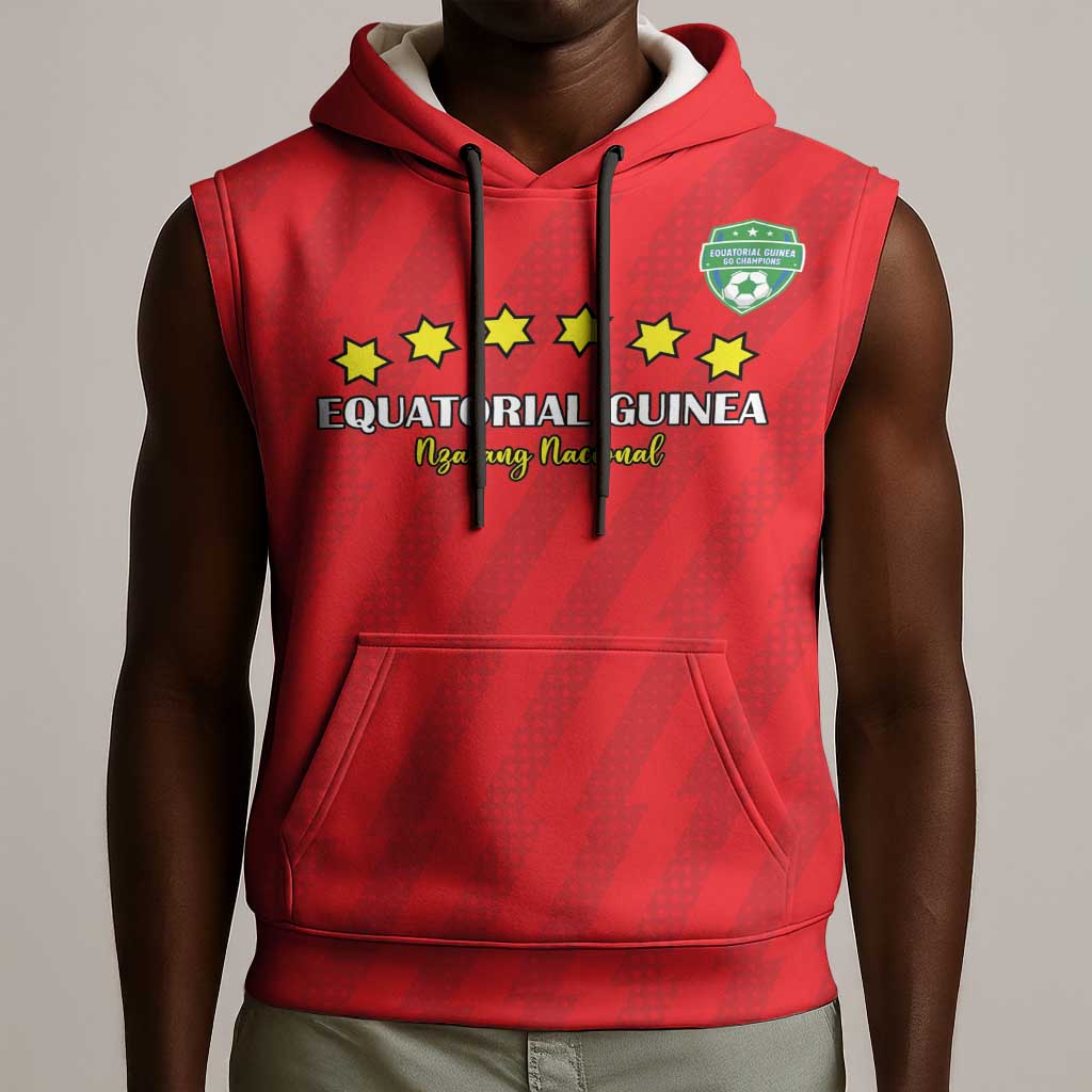 Custom Equatorial Guinea Football Sleeveless Hoodie Go Nzalang Nacional Go - Wonder Print Shop
