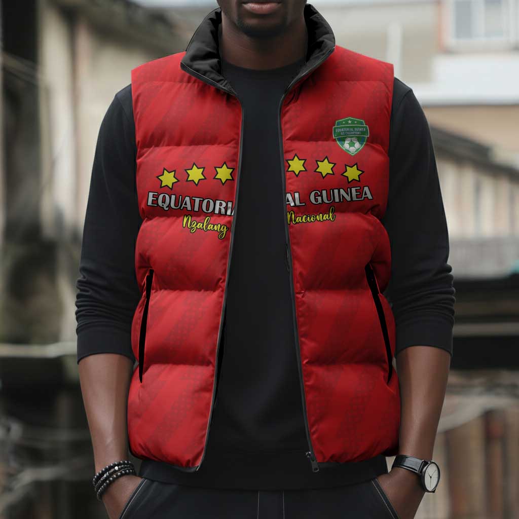 Custom Equatorial Guinea Football Sleeveless Puffer Jacket Go Nzalang Nacional Go - Wonder Print Shop