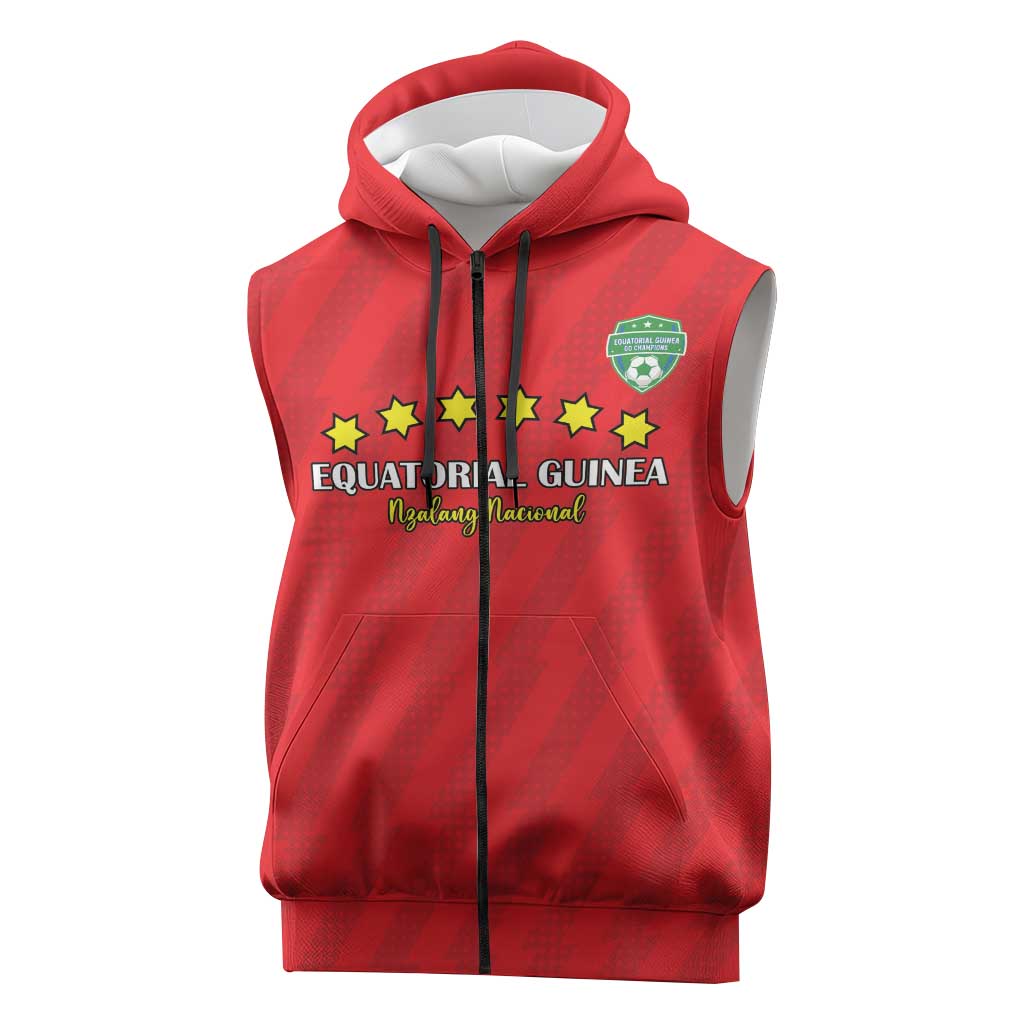 Custom Equatorial Guinea Football Sleeveless Zip Hoodie Go Nzalang Nacional Go - Wonder Print Shop