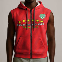 Custom Equatorial Guinea Football Sleeveless Zip Hoodie Go Nzalang Nacional Go - Wonder Print Shop