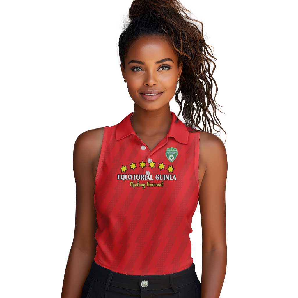 Custom Equatorial Guinea Football Women Sleeveless Polo Shirt Go Nzalang Nacional Go - Wonder Print Shop