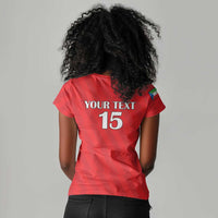 Custom Equatorial Guinea Football Women V-Neck T-Shirt Go Nzalang Nacional Go - Wonder Print Shop