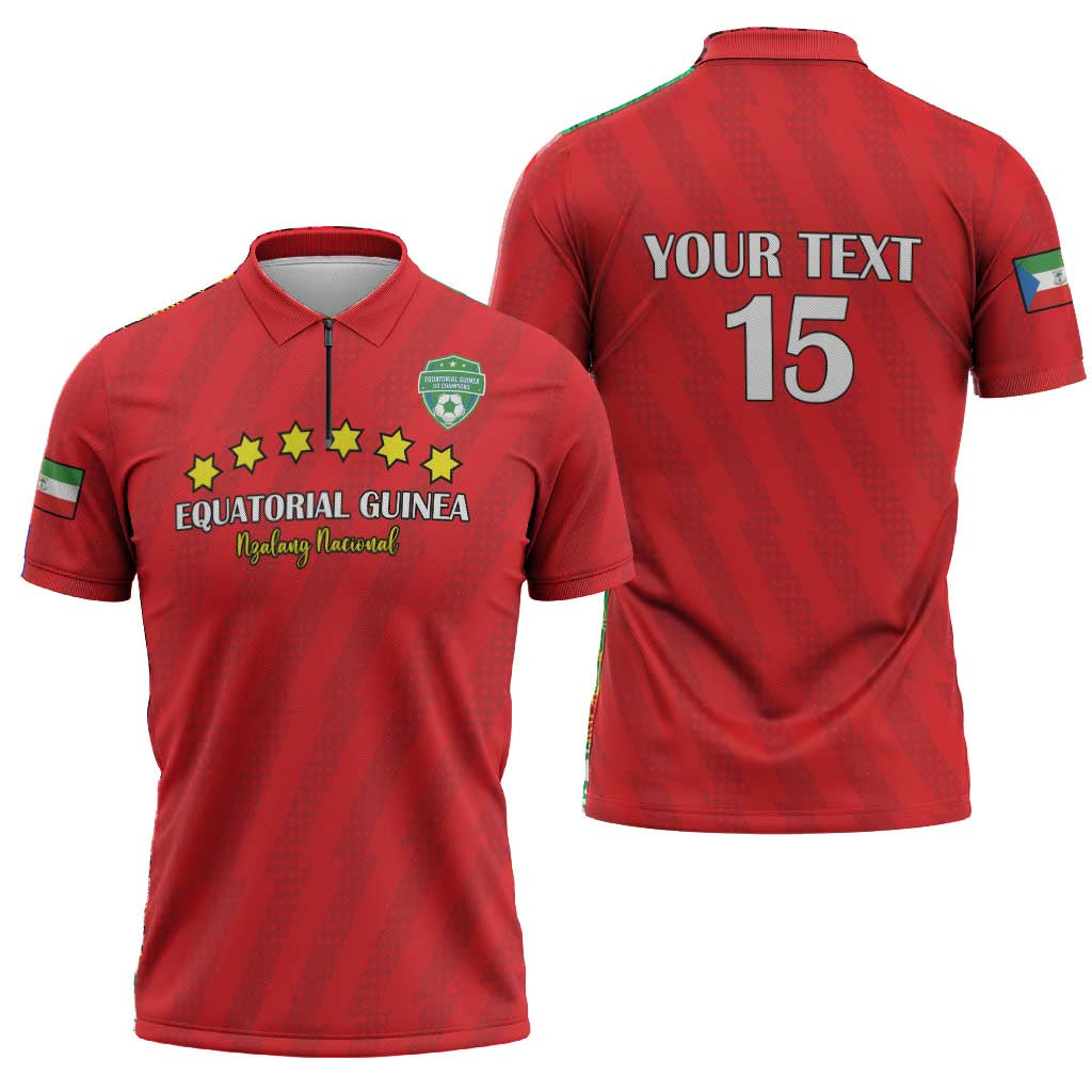 Custom Equatorial Guinea Football Zipper Polo Shirt Go Nzalang Nacional Go - Wonder Print Shop