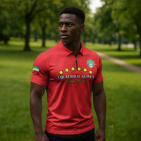 Custom Equatorial Guinea Football Zipper Polo Shirt Go Nzalang Nacional Go - Wonder Print Shop