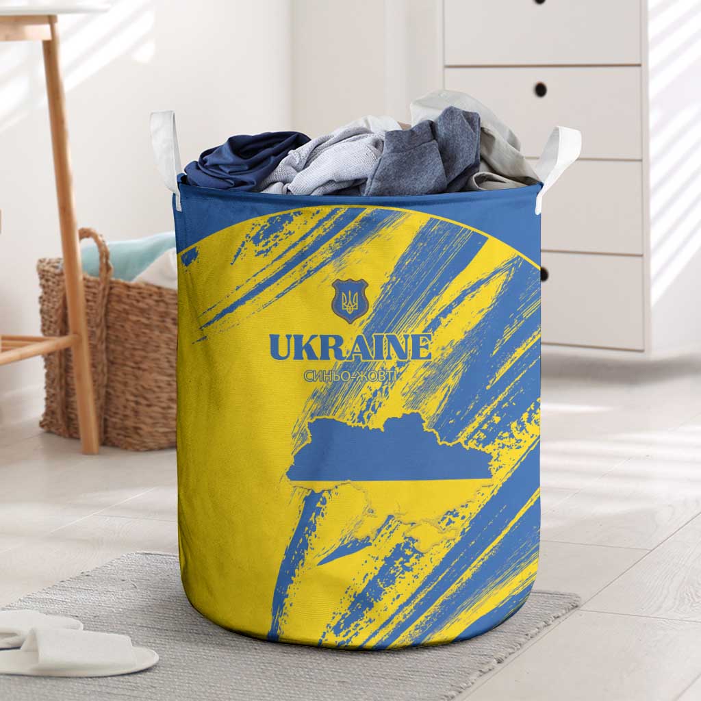 Ukraine Football Laundry Basket Blue And Yellow Grunge Style - Wonder Print Shop