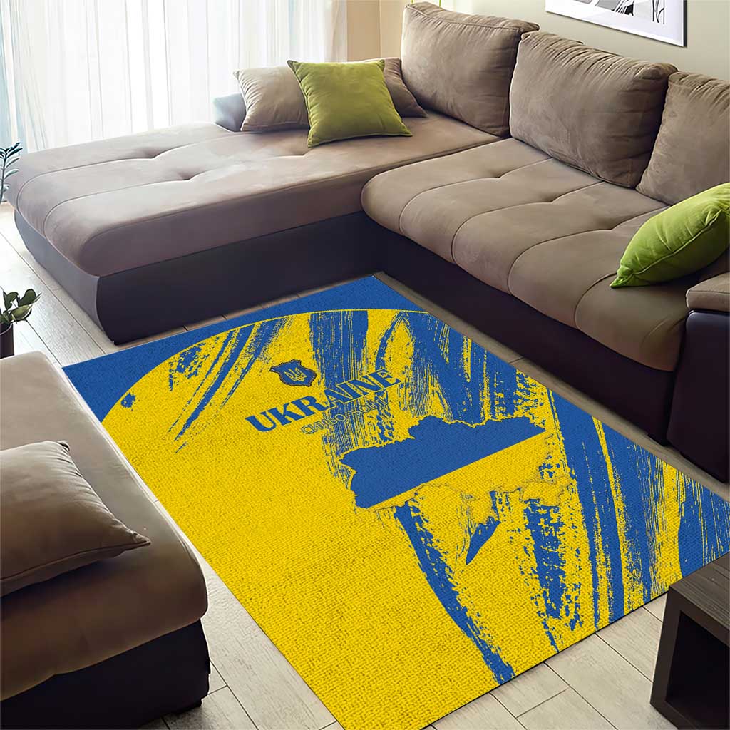 Ukraine Football Area Rug Blue And Yellow Grunge Style - Wonder Print Shop