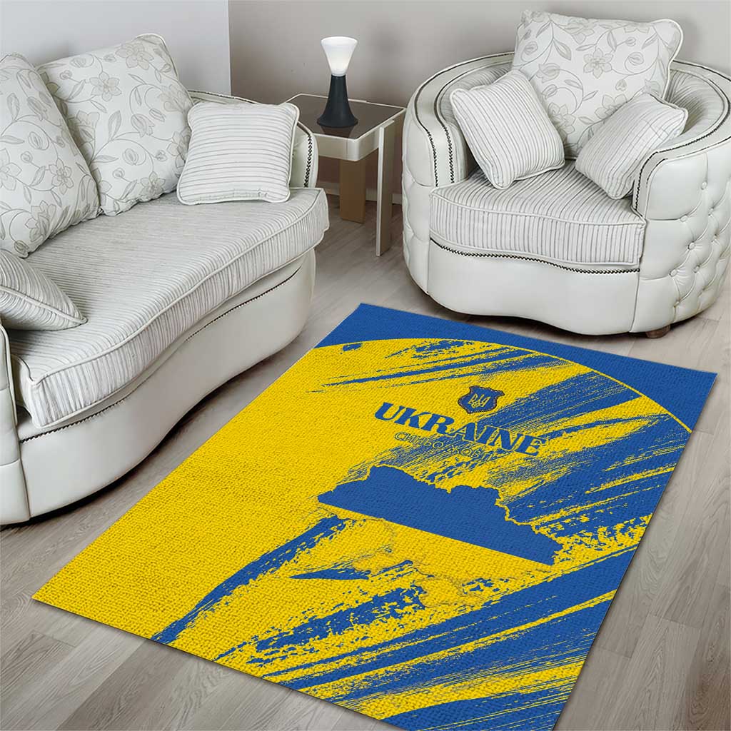 Ukraine Football Area Rug Blue And Yellow Grunge Style - Wonder Print Shop