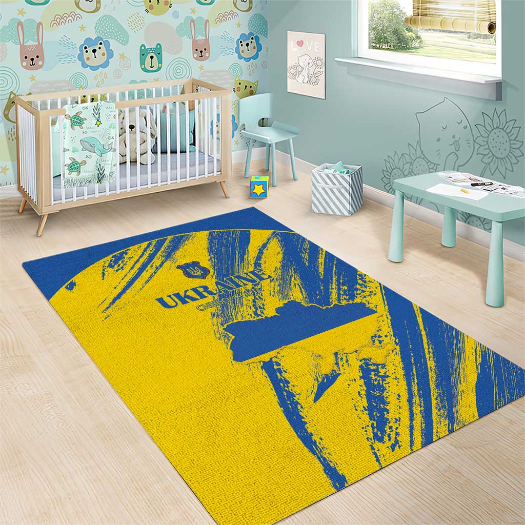 Ukraine Football Area Rug Blue And Yellow Grunge Style - Wonder Print Shop
