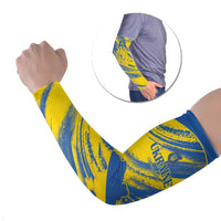 Custom Ukraine Football Arm Sleeves Blue And Yellow Grunge Style - Wonder Print Shop