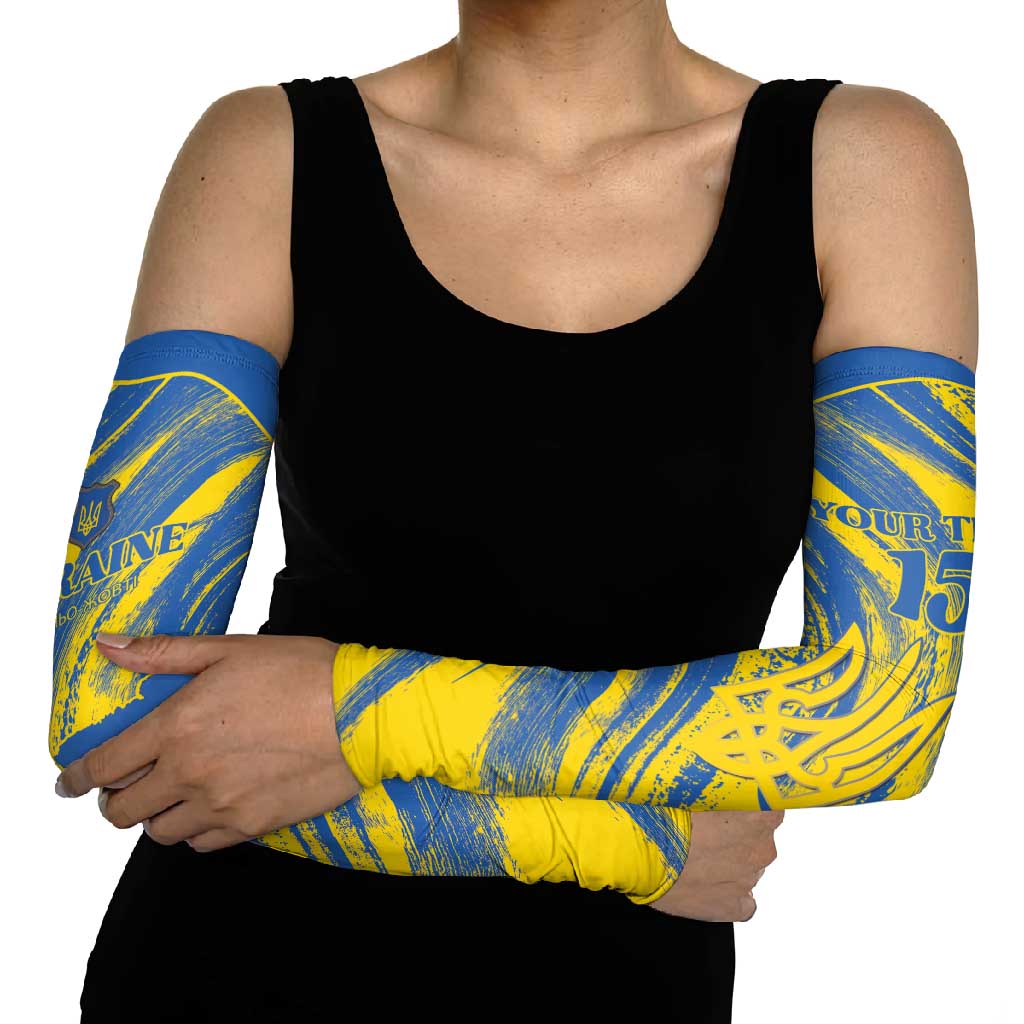 Custom Ukraine Football Arm Sleeves Blue And Yellow Grunge Style - Wonder Print Shop