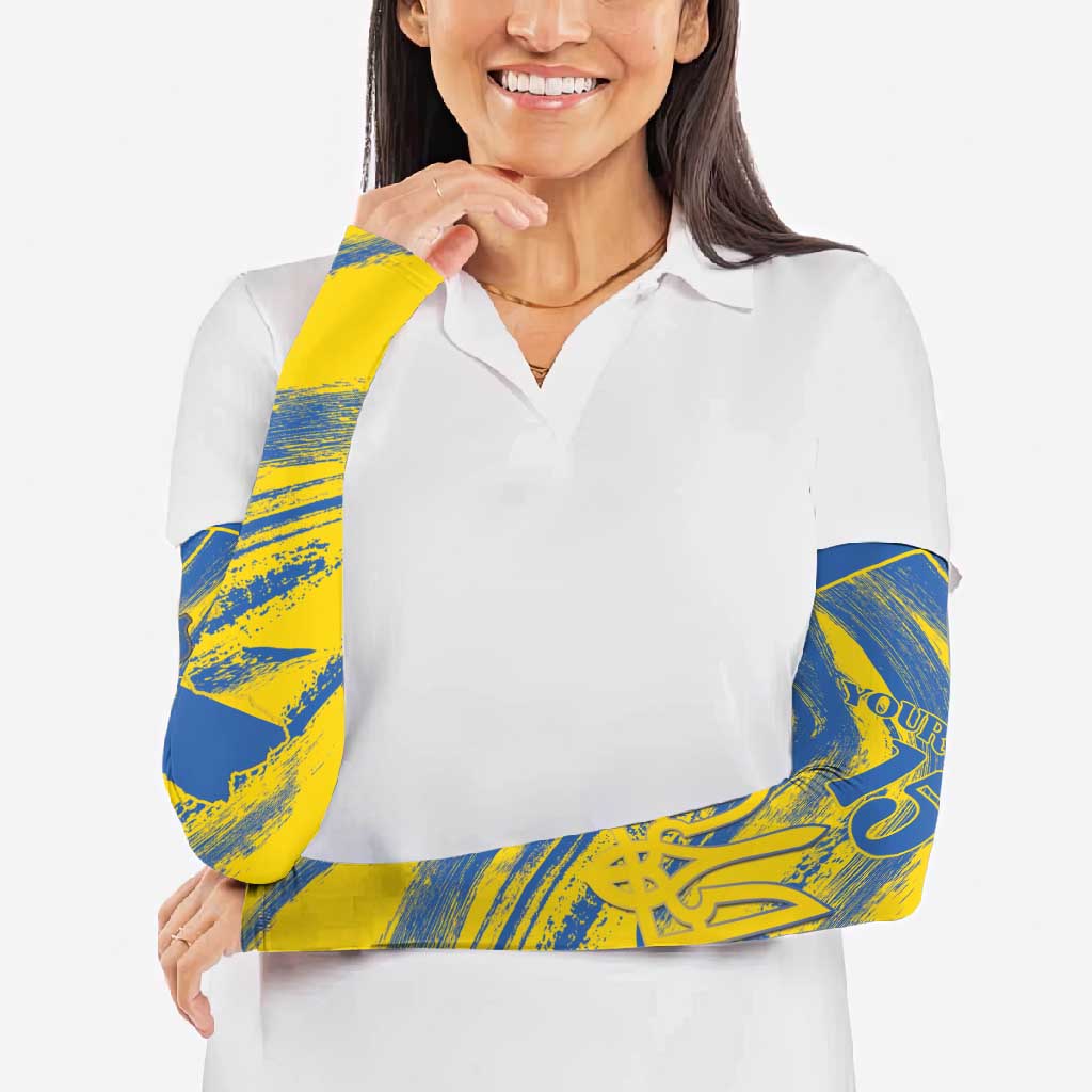 Custom Ukraine Football Arm Sleeves Blue And Yellow Grunge Style - Wonder Print Shop