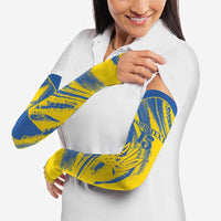 Custom Ukraine Football Arm Sleeves Blue And Yellow Grunge Style - Wonder Print Shop