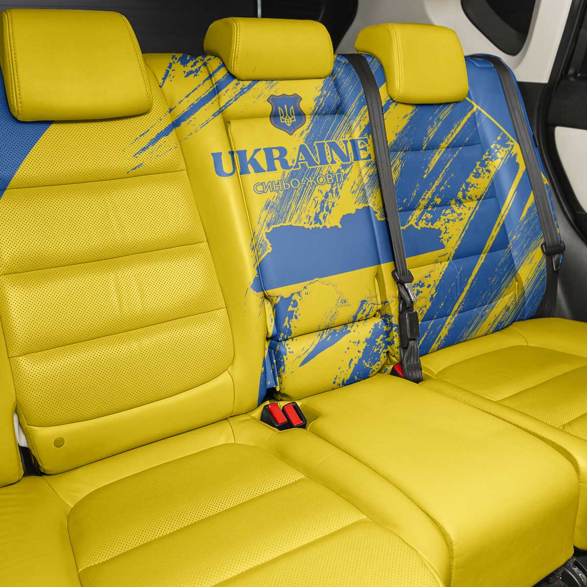 Ukraine Football Back Car Seat Cover Blue And Yellow Grunge Style - Wonder Print Shop