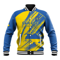 Custom Ukraine Football Baseball Jacket Blue And Yellow Grunge Style - Wonder Print Shop