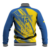 Custom Ukraine Football Baseball Jacket Blue And Yellow Grunge Style - Wonder Print Shop