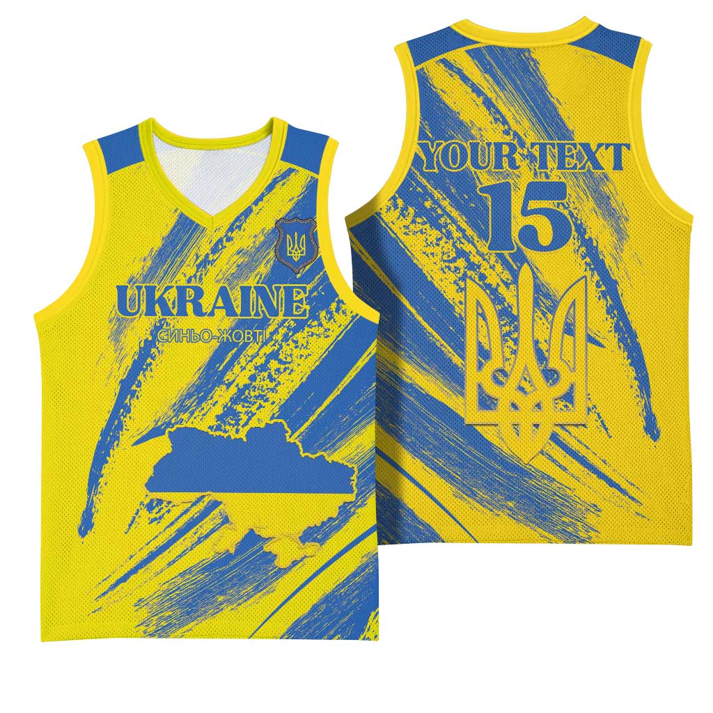 Custom Ukraine Football Basketball Jersey Blue And Yellow Grunge Style - Wonder Print Shop