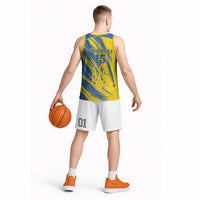 Custom Ukraine Football Basketball Jersey Blue And Yellow Grunge Style - Wonder Print Shop