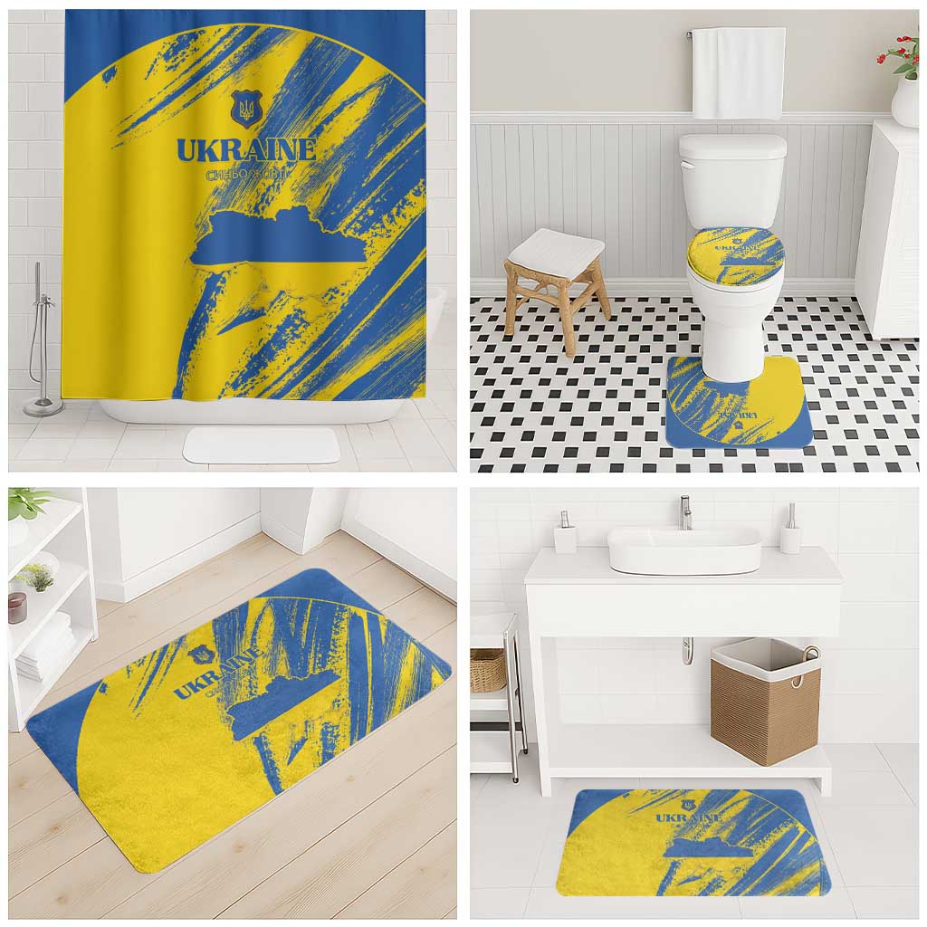 Ukraine Football Bathroom Set Blue And Yellow Grunge Style - Wonder Print Shop