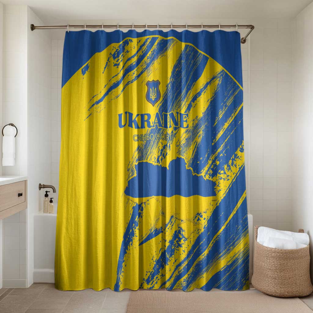 Ukraine Football Bathroom Set Blue And Yellow Grunge Style - Wonder Print Shop
