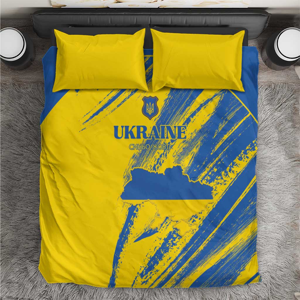 Ukraine Football Bedding Set Blue And Yellow Grunge Style - Wonder Print Shop