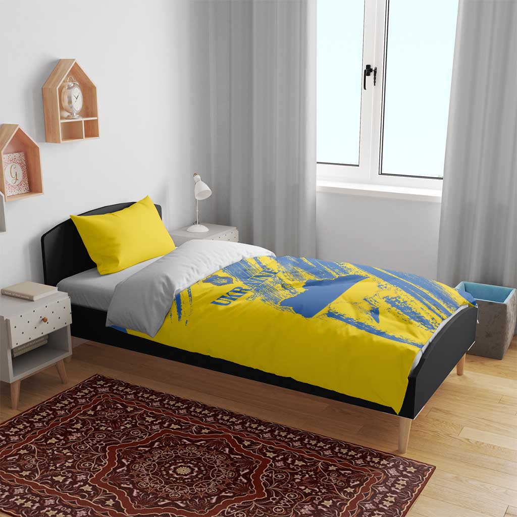Ukraine Football Bedding Set Blue And Yellow Grunge Style - Wonder Print Shop