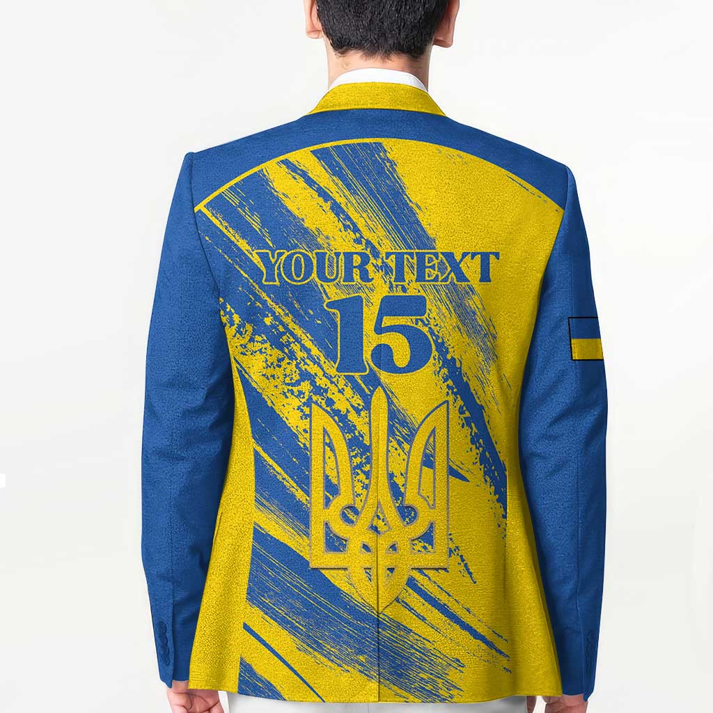 Custom Ukraine Football Blazer Blue And Yellow Grunge Style - Wonder Print Shop