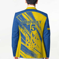 Custom Ukraine Football Blazer Blue And Yellow Grunge Style - Wonder Print Shop