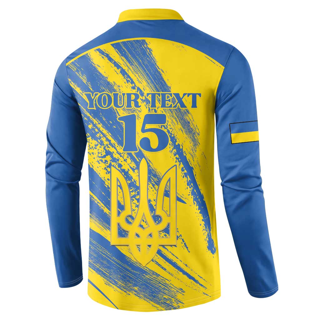 Custom Ukraine Football Button Sweatshirt Blue And Yellow Grunge Style - Wonder Print Shop