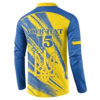 Custom Ukraine Football Button Sweatshirt Blue And Yellow Grunge Style - Wonder Print Shop