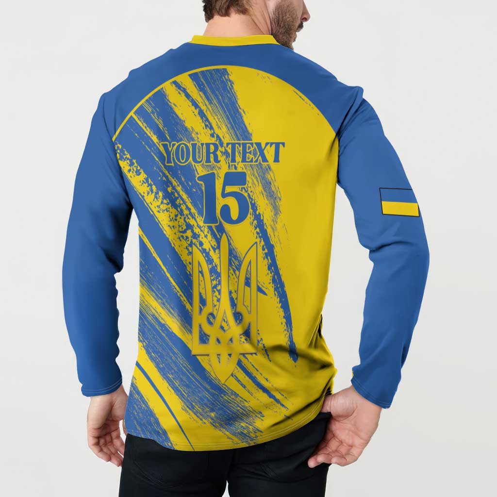 Custom Ukraine Football Button Sweatshirt Blue And Yellow Grunge Style - Wonder Print Shop