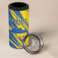 Custom Ukraine Football 4 in 1 Can Cooler Tumbler Blue And Yellow Grunge Style - Wonder Print Shop