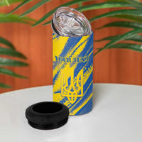 Custom Ukraine Football 4 in 1 Can Cooler Tumbler Blue And Yellow Grunge Style - Wonder Print Shop