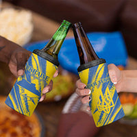 Custom Ukraine Football 4 in 1 Can Cooler Tumbler Blue And Yellow Grunge Style - Wonder Print Shop