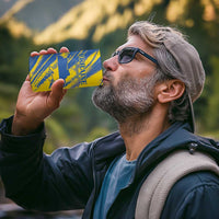Custom Ukraine Football 4 in 1 Can Cooler Tumbler Blue And Yellow Grunge Style - Wonder Print Shop