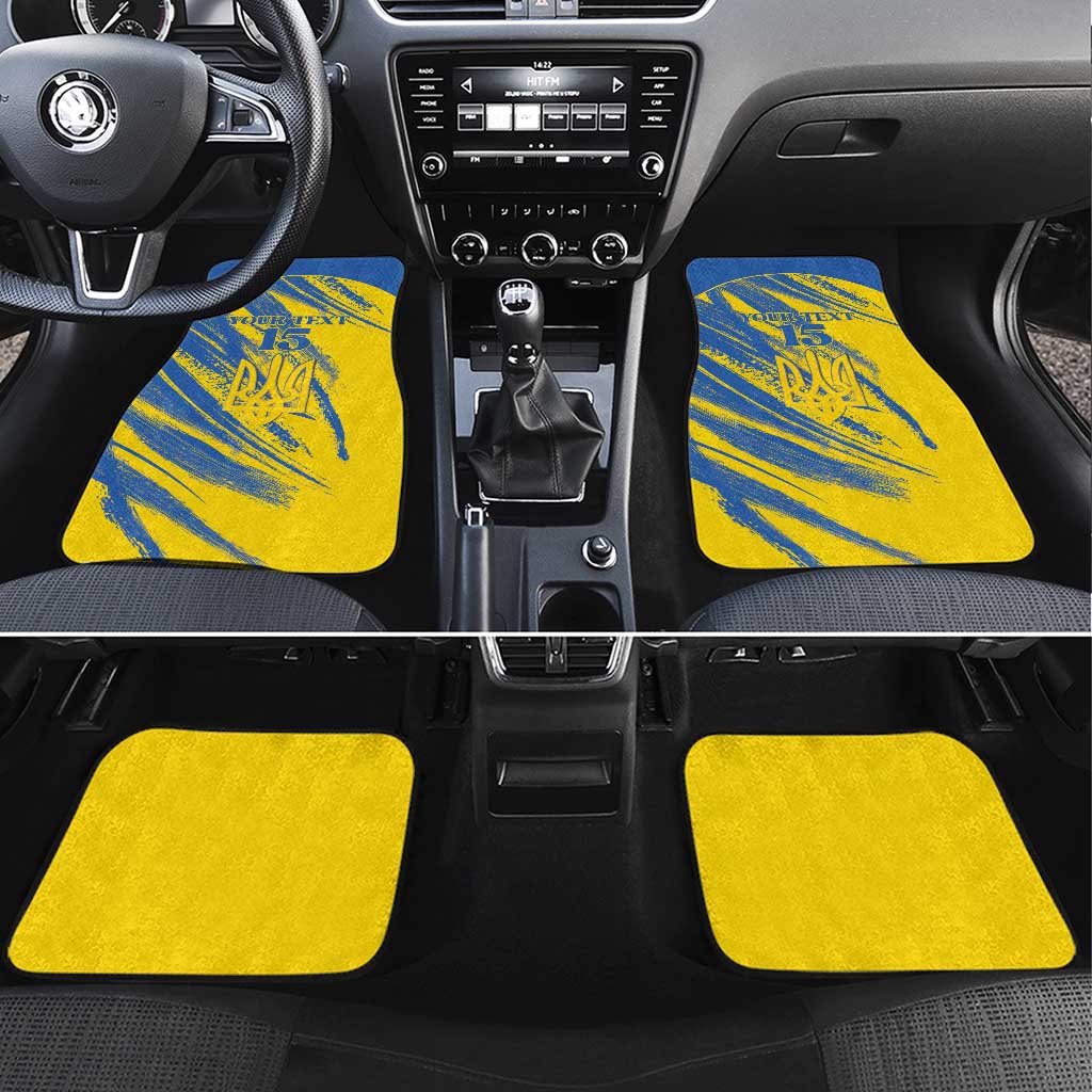 Custom Ukraine Football Car Mats Blue And Yellow Grunge Style - Wonder Print Shop