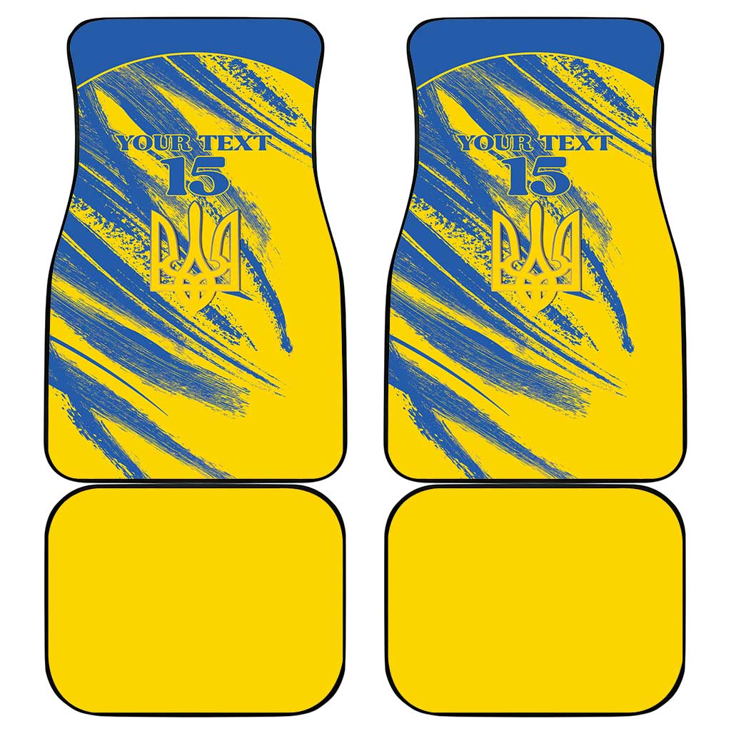 Custom Ukraine Football Car Mats Blue And Yellow Grunge Style - Wonder Print Shop