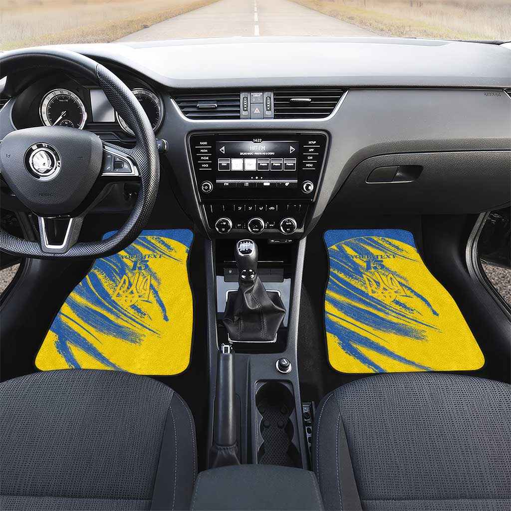 Custom Ukraine Football Car Mats Blue And Yellow Grunge Style - Wonder Print Shop