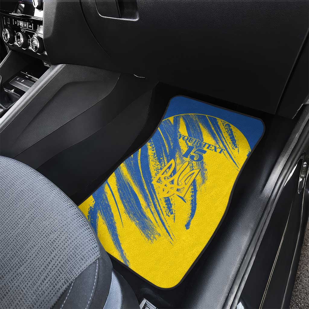 Custom Ukraine Football Car Mats Blue And Yellow Grunge Style - Wonder Print Shop