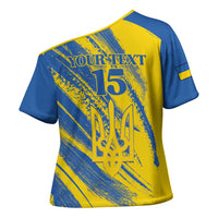 Custom Ukraine Football Cross Shoulder Shirt Blue And Yellow Grunge Style - Wonder Print Shop