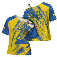Custom Ukraine Football Cross Shoulder Shirt Blue And Yellow Grunge Style - Wonder Print Shop