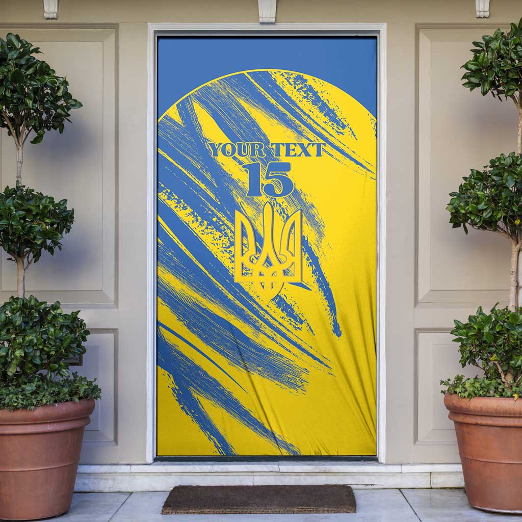 Custom Ukraine Football Door Cover Blue And Yellow Grunge Style - Wonder Print Shop