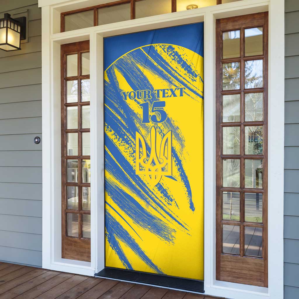 Custom Ukraine Football Door Cover Blue And Yellow Grunge Style - Wonder Print Shop
