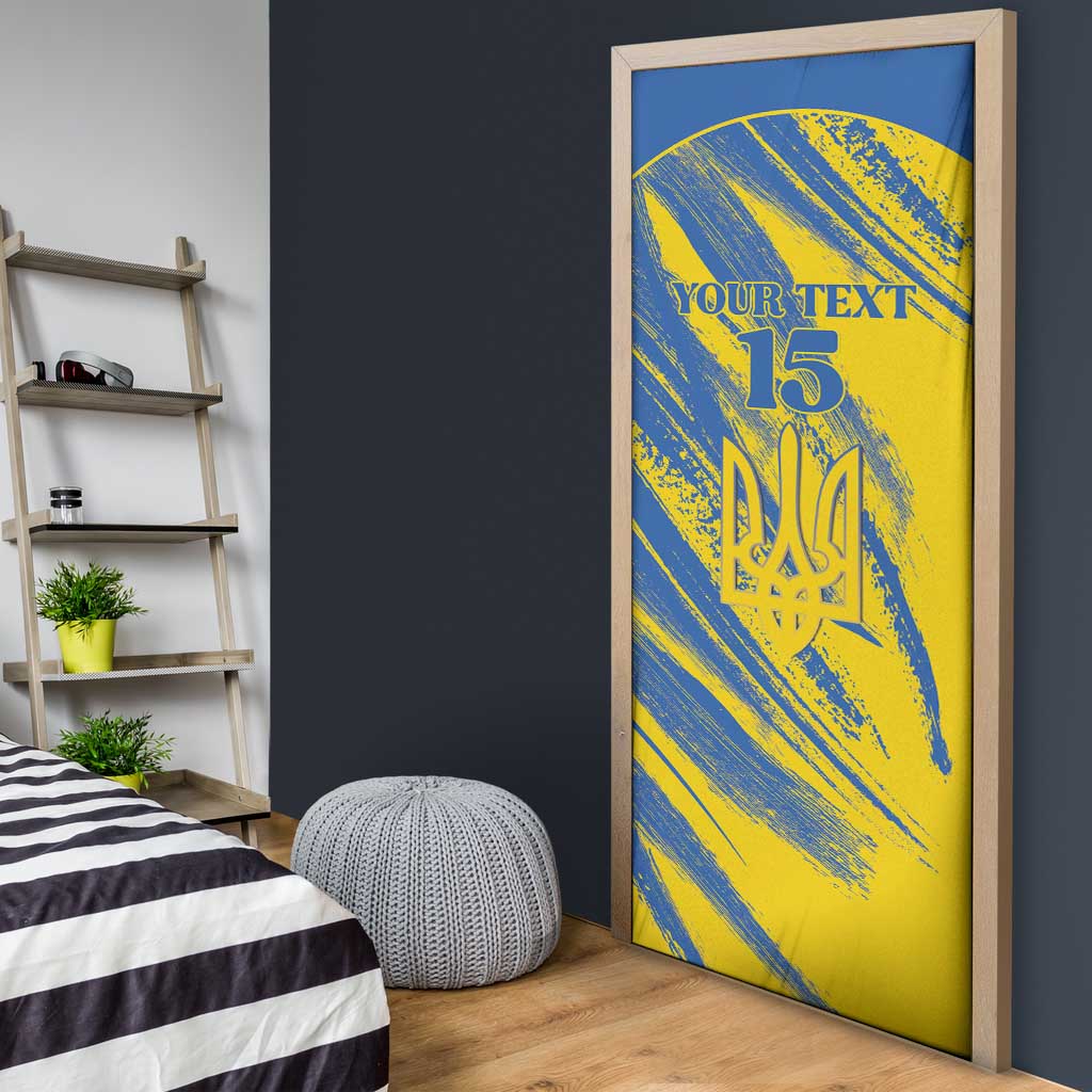 Custom Ukraine Football Door Cover Blue And Yellow Grunge Style - Wonder Print Shop