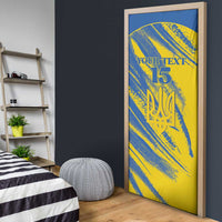 Custom Ukraine Football Door Cover Blue And Yellow Grunge Style - Wonder Print Shop