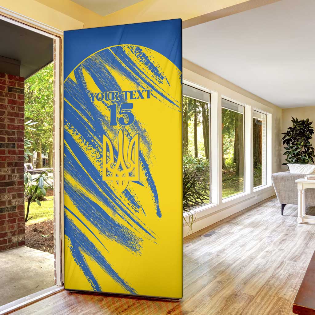 Custom Ukraine Football Door Cover Blue And Yellow Grunge Style - Wonder Print Shop