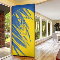 Custom Ukraine Football Door Cover Blue And Yellow Grunge Style - Wonder Print Shop