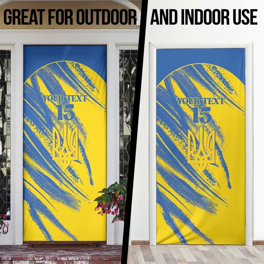 Custom Ukraine Football Door Cover Blue And Yellow Grunge Style - Wonder Print Shop